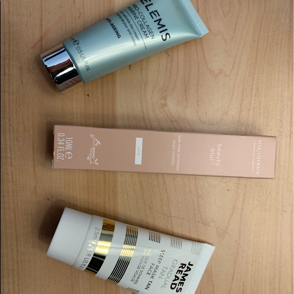 Three travel sized beauty products